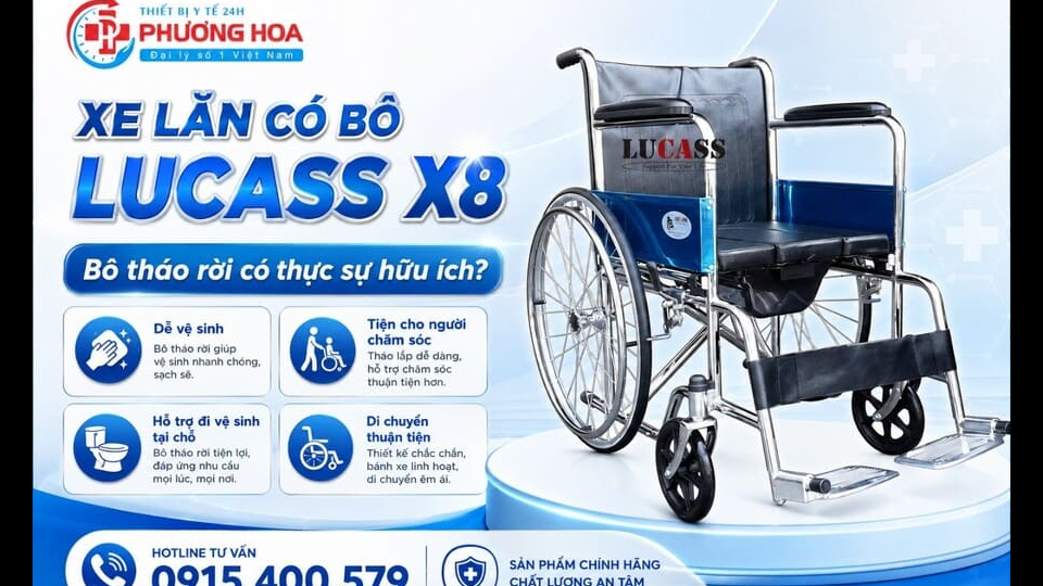 Review xe lăn có bô Lucass X8: Phanh tay, gấp gọn và bô tháo rời có tiện không?